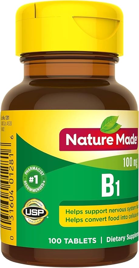 Nature Made Vitamin B1 100mg, Dietary Supplement for Energy Metabolism Support, 100 Tabletss, 100 Day Supply.