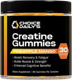 Creatine Gummies - 90 Vegan Friendly Chews - USA Made - Boosts Recovery - Builds Muscle - Enhanced Cognitive Benefits (Large, Pineapple Mango)