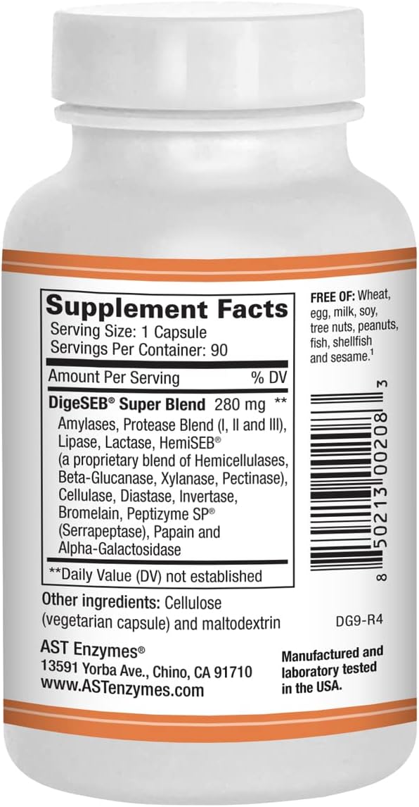 AST Enzymes Digest-GI Digestive Enzyme - Digestion and Bloating Relief for Women and Men - 90 Vegetarian Capsules
