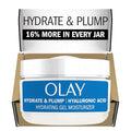Olay Hyaluronic Acid Face Mousturizer, Plump & Hydrate, Fragrance-Free - Hydrating Gel for Dry Skin Retain & Replenish Moisture, with Niacinamide, Non-Greasy, 2 Oz