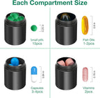 Opret 2 Pack Keychain Pill Holder, 3 Compartments Metal Small Pill Case, Waterproof Portable Travel Pill Box, Pill Container for Purse, Matte Black & Silver