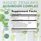 Zenium - Mushroom Complex 90 Gummies of 5000mgs of Lions Mane, 1000mgs of Reishi, Cordeyceps & More | Relieve, Tension, Worry & Irritability | Calm Mind & Body | Ayurvedic | Natural Relief Supplement