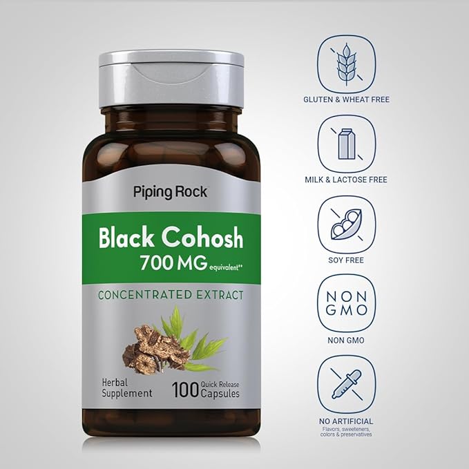 Piping Rock Black Cohosh Root Extract Supplement | 100 Capsules | Non-GMO and Gluten Free Formula