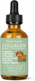 Waggle Hounds 9 in 1 Liquid Collagen for Dogs, Coat & Joint Support with Collagen, Hyaluronic Acid, Turmeric & Vitamins C & E for Everyday Care