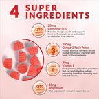 Sugar Free CoQ10 Gummies 200 MG, Coenzyme Q10 (Ubiquinone) Gummies for Adults, Co Q10 Supplement with Omega-3, Magnesium, Energy, Brain Support