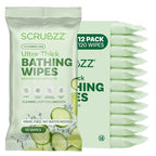 Extra Large Bath Wipes for Adults Bathing No Rinse - 120 Disposable Body Cleansing Wipes for Men, Women & Elderly - Great for Gym, Camping, Post Surgery - Cucumber Lime