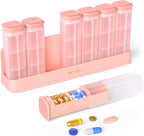 KOVIUU Weekly Pill Organizer 3X a Day, Detachable Pill Box 7 Day, Large 3 Times Daily Pill Case, Travel Pill Container Holder, Week Medication Dispenser Pillbox for Vitamin Supplement Medicine, Pink