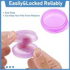 4 Pcs Mini Pill Organizer Small Pill Box Cute Portable Pill Case for Pocket Purse Travel Storage Containers Earplug Case Medicine Dispenser Vitamin Holder (4 Purple)
