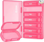 AUVON 7-Pack Large Weekly Pill Organizer with Dual Protection, Flexible Pill Box 7 Days for Purse, Pocket, Compact Pill Case for Travel, Pill Container for Vitamins, Fish Oils, Supplements