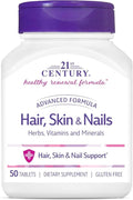 21st Century Hair, Skin and Nails Advanced Formula Caplets, 50 Count