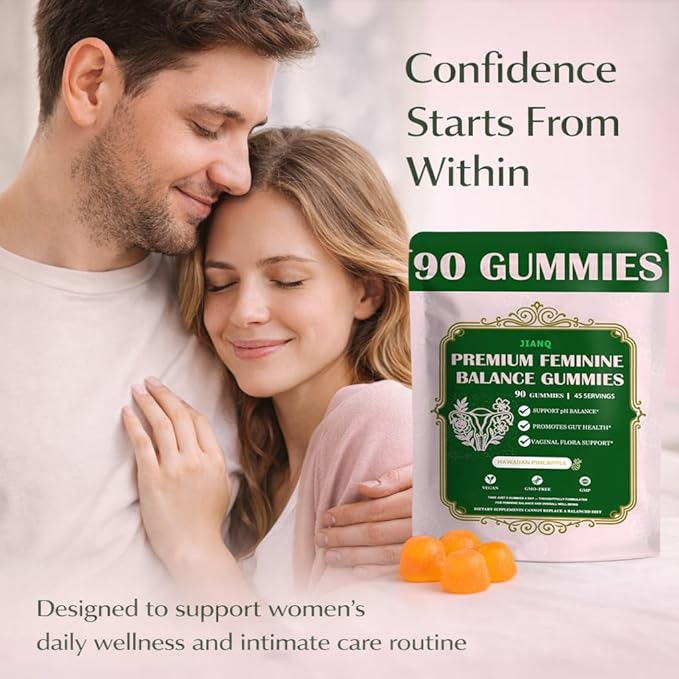 Premium Feminine Balance Gummies for Women - pH Balance Support & Vaginal Probiotic with Hawaiian Pineapple Flavor, Vegan, Gluten-Free – 90 Gummies (45 Servings)