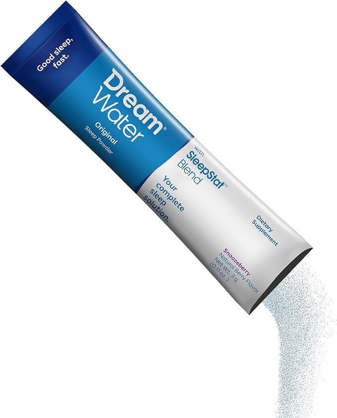 Dream Water Sleep Powder, Sugar-Free, Gluten-Free, Natural Flavors; Blend of 3 Ingredients, GABA, 5mg Melatonin, 5-HPT; Snoozeberry Flavor 60ct