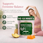 Premium Feminine Balance Gummies for Women - pH Balance Support & Vaginal Probiotic with Hawaiian Pineapple Flavor, Vegan, Gluten-Free – 90 Gummies (45 Servings)