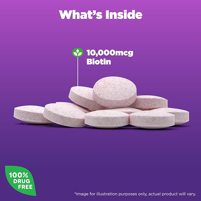 Natrol Biotin 10000mcg, Supplement for Healthy Hair, Skin and Nails for Those Low in Biotin, Plus Energy Metabolism Support, 200 Tablets, Up to a 200 Day Supply,(Pack of 2)