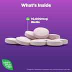Natrol Biotin 10000mcg, Supplement for Healthy Hair, Skin and Nails for Those Low in Biotin, Plus Energy Metabolism Support, 200 Tablets, Up to a 200 Day Supply,(Pack of 2)