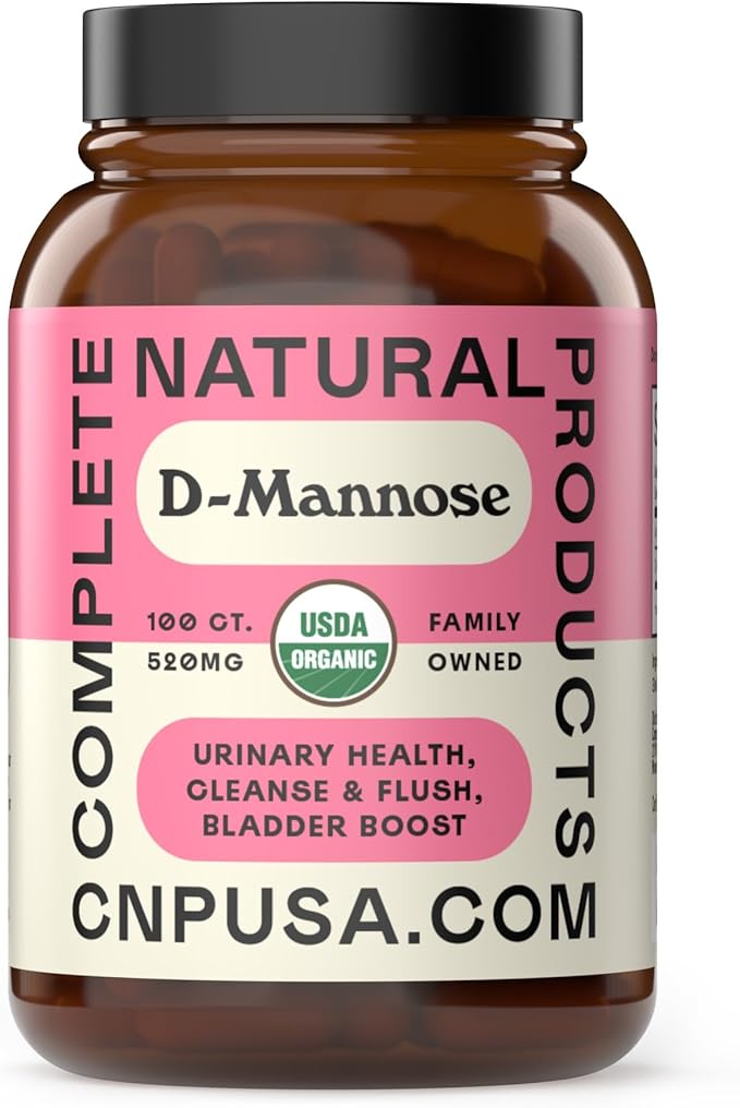 D Mannose 520mg Capsules - Organic D Mannose Supplement for UTI Support, Urinary Tract Bladder Health Pills, Plant Based Formula, Vegan Non GMO, No Fillers, 100 Capsule Count Made USA Certified Kosher