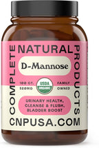 D Mannose 520mg Capsules - Organic D Mannose Supplement for UTI Support, Urinary Tract Bladder Health Pills, Plant Based Formula, Vegan Non GMO, No Fillers, 100 Capsule Count Made USA Certified Kosher