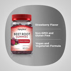 Piping Rock Beet Root Gummies | 60 Count | for Men and Women | Nitric Oxide Supplement | with Vitamin C and Black Pepper | Strawberry Flavor | Vegan, Non-GMO, Gluten Free