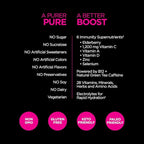 Pureboost Immune Clean Energy Booster, Refreshing Energy Drink Mix and Immunity Supplement with Elderberry, 1,200 mg Vitamin C, Vitamins A + D, and Zinc. (Elderberry Power, 30 Count)