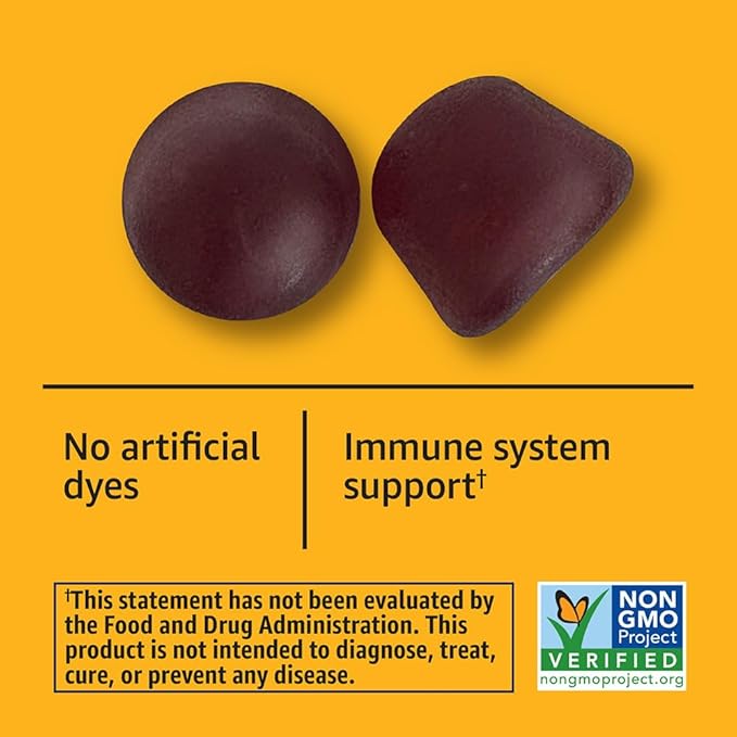 Amazon Basics Immune Plus Elderberry Gummy, 60 Count