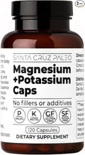Santa Cruz Paleo Magnesium + Potassium Caps, Supplement for Men and Women, Paleo, Keto, Sugar & Gluten Free, Magnesium Glycinate 166mg and Potassium Citrate 38mg per Serving, American Made, 120 Caps