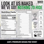 NAKED Whey 5LB 100% Grass Fed Unflavored Whey Protein Powder - Only 1 Ingredient, NSF Certified, Undenatured, Gluten Free, Soy Free, Promote Muscle Growth and Recovery - 76 Servings
