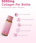Ageless Beauty Marine Collagen Drink, Liquid Collagen for women with 5,000mg Franch Hydrolyzed Collagen, Korean Collagen Tripeptide, Skipjack Elastin Peptide, Supports Skin, Less Wrinkles, 0 Additives