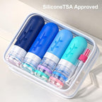 Tocelffe 18pack Travel Bottles for Toiletries,TSA Approved Silicone Travel Containers jar for Toiletries,Leak Proof Refillable Liqus Shampoo And Conditioner Essentials toiletry