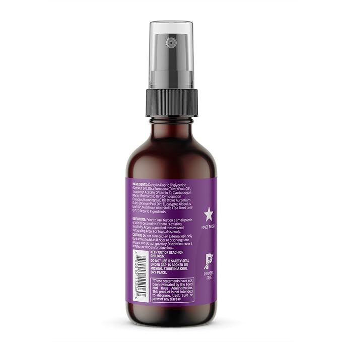 NewLife Naturals Feminine Spray Vaginal Moisturizer for Dryness Itching Irritation PH Menopause Support with Olive Oil, Lemongrass and More - 2 oz