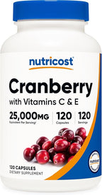 Nutricost Cranberry Extract 120 Capsules for 120 Servings Per Bottle - with Vitamin C & Vitamin E. Vegan, Gluten Free