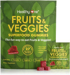Fruits & Veggies Sugar-Free Gummies - 27 Whole Foods - Equals 3 Servings of Fruits & Vegetables - Improve Energy, Focus & Immune Function - Fiber - Antioxidants - Organic Ingredients - 28 Packets