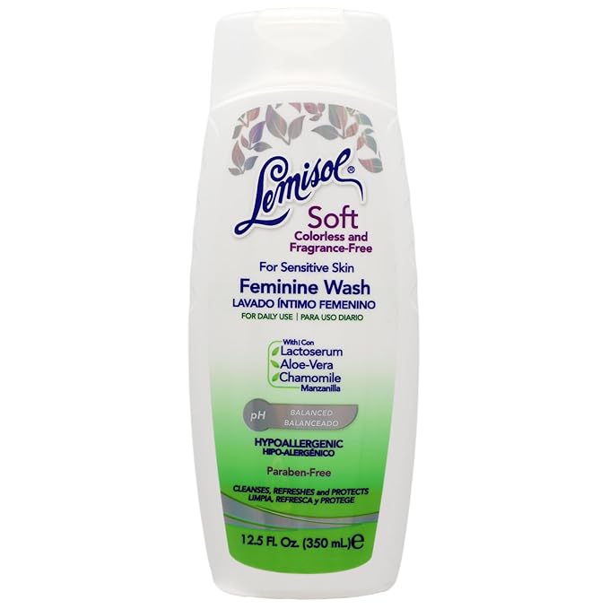 Lemisol Soft Feminine Wash, Fragrance-Free for Sensitive Skin, 12.5 Fl Oz Bottle