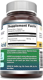 Amazing Formulas Hyaluronic Acid 100 Mg Supplement | Capsules | Non-GMO | Gluten-Free | Made in USA (120 Count, 3 Pack)
