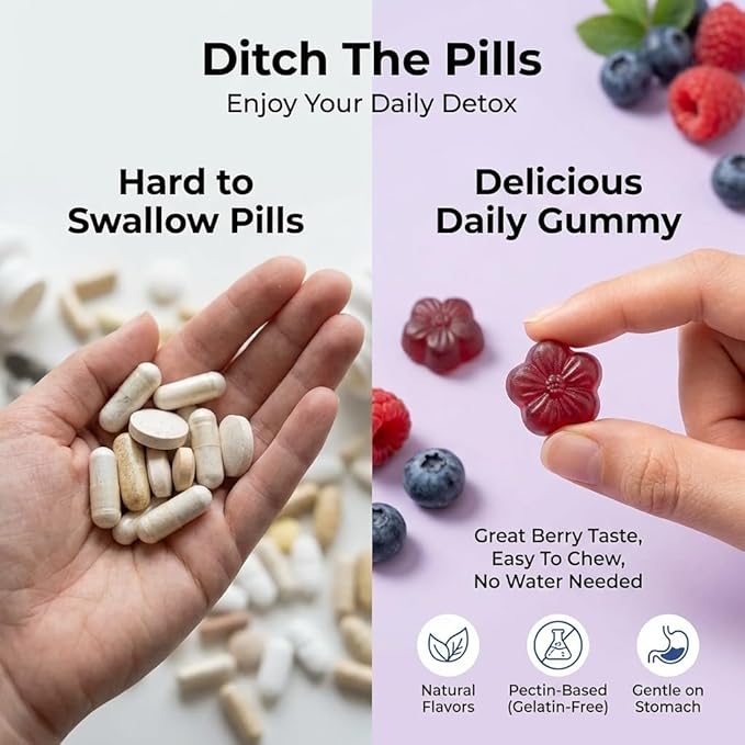 Sugar-Free Milk Thistle Gummies for Liver Cleanse Detox & Repair (Natural Blueberry-Raz Flavor) Cardo Mariano, Cleansing Milk Thistle Supplement, Antioxidant Support, Vegan, Replaces Pills & Capsules