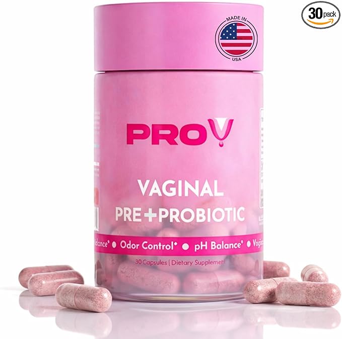 Pro-V Women’s Probiotic with Prebiotics & Cranberry - 4-in-1 Synbiotic for Vaginal Health, pH Balance, Odor & Urinary Tract Support - Daily Feminine Microbiome Supplement - 30 CT