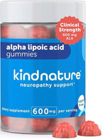 kindnature Alpha Lipoic Acid Gummies 600mg – Neuropathy Supplements – ALA for Nerve Comfort & Antioxidant Support – Sugar-Free, Vegan, Non-GMO – 90 Gummies