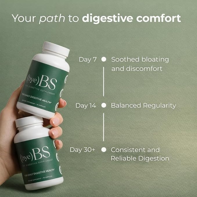 Bloating Relief & Digestive Support Capsules – Psyllium Fiber, Peppermint, Slippery Elm & L-Glutamine – Daily Gut Health Supplement for Regularity & Comfort