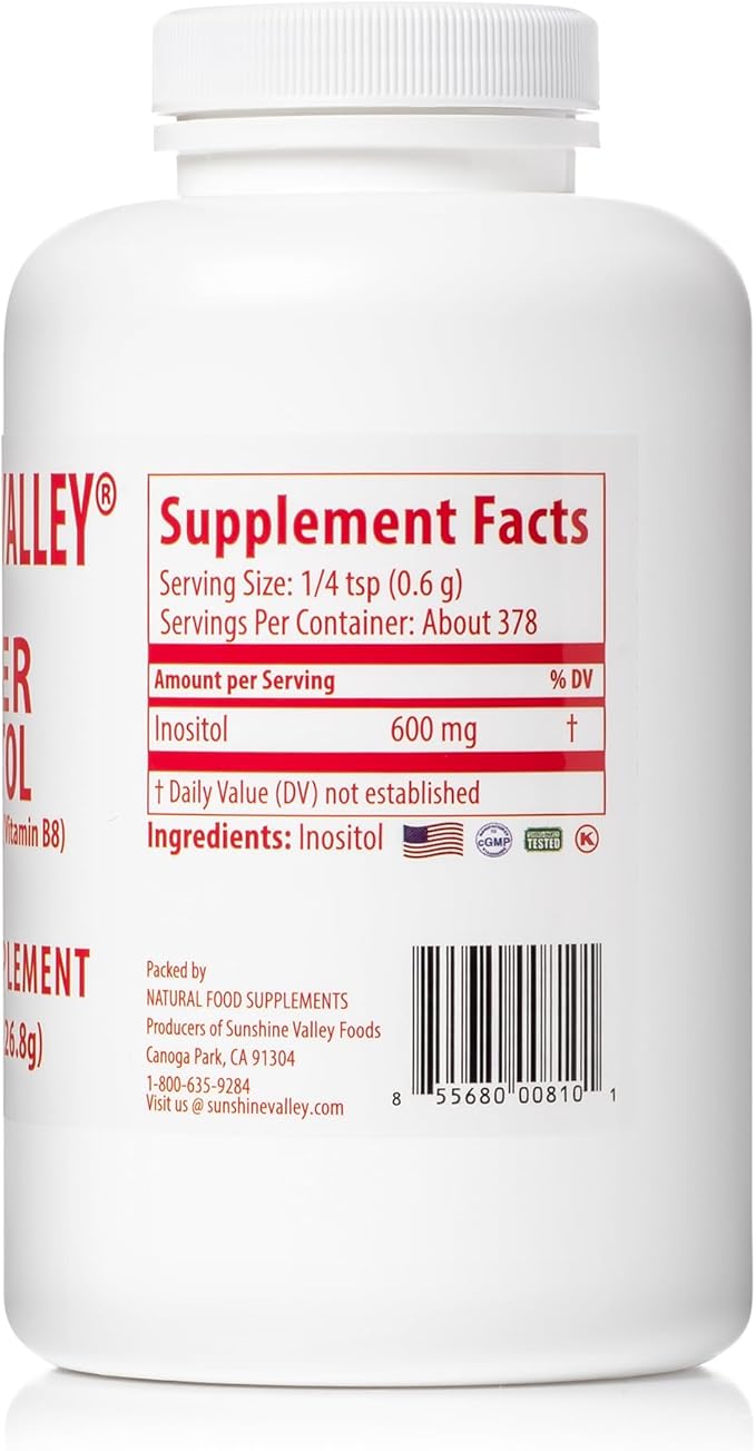 Sunshine Valley® Super Inositol Powder – Dietary Supplement, Wellness & Healthy Lifestyle – Unflavored Powder – 8 oz