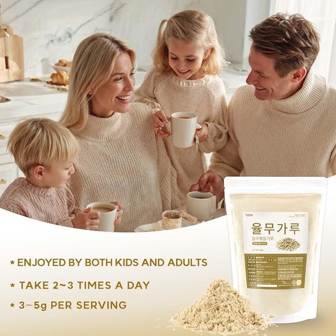 Korean Job's Tears Powder – 100% Roasted or Raw Yulmu from Korea, Finely Ground, No Additives, Plant-Based Ingredient for Smoothies, Porridge, and Cooking 볶은율무가루 (10.6 oz (300g), Roasted Job's Tears)