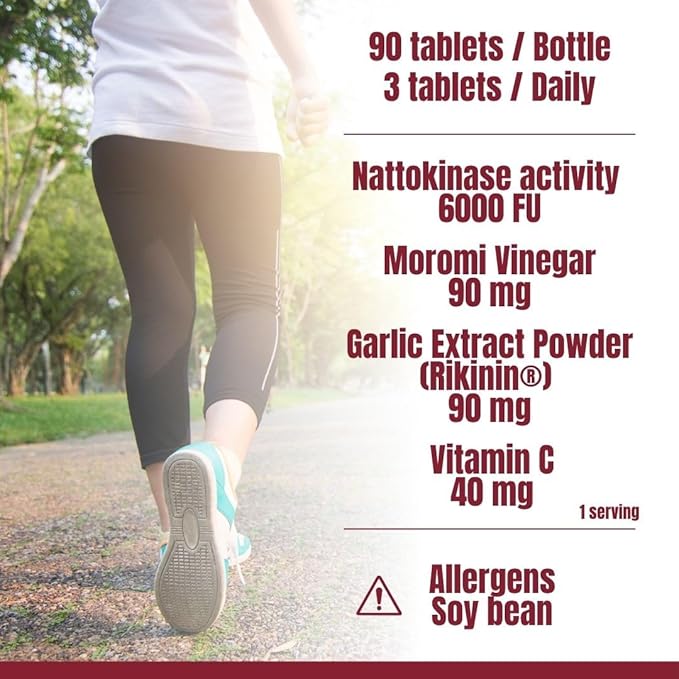 FINE JAPAN Nattokinase 6000FU – Japanese Fermented Natto Enzyme Supplement with Garlic and Vinegar/90 Capsules for 30 Servings/Made in Japan/37.8ｇ(420mg×90tablets)