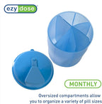 EZY DOSE Vitamin Organizer, 6 Large Compartments, 30-Day Vitamin and Medicine Storage, Keep Vitamins & Meds in Check, Easy to Use, Durable and Travel Friendly, Blue, BPA Free