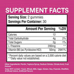 L-Theanine Gummies 200mg – L Theanine Supplement Chewable Gummy – Ltheanine/L’theanine 200mg – Focus and Calm Vitamins Supplement for Kids and Adults