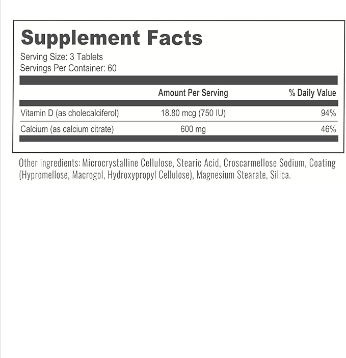 BariatricPal Easy Swallow Calcium Citrate (600mg) and D3 Coated Tablets (30-Day Supply)