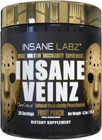 Insane Labz Insane Veinz Gold, Nitric Oxide Non Stimulant pre Workout Powder, Loaded with Hydromax, Nitrosigine, Increases Vascularity and Blood Flow, 30 Srvgs, Fruit Punch