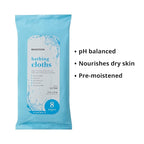 McKesson Bathing Cloth with Aloe & Vitamin E [8 Wipes] No Rinse Shower & Bathing Body Wipes for Adults & Elderly, Disposable Washcloths, pH Balanced, Fresh Scent