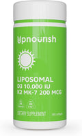 UpNourish Liposomal D3 K2 Vitamin 10000 IU D3 and K2 MK-7 200 mcg - 365 Vitamin D3 k2 (Vitamina D3 con K2) Mini Softgels - Easy to Swallow K2 D3 Vitamin Supplement