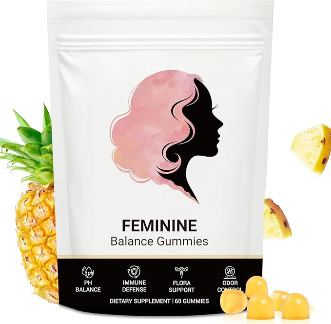 Feminine Balance Gummies for Women, Premium Hawaiian Pineapple Gummies with Vitamin C – Supports Women pH Balance, Healthy Odor, Flora, Immune & Vaginal Health – Vegan, Gluten-Free, 60 Count
