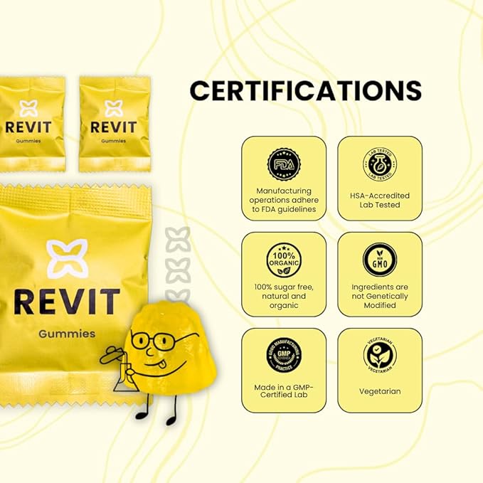 REVIT - Award Winning Post-Drinking Recovery Gummy | Liver Support & Recovery | DHM + Curcumin + Ginger + Vitamins + Anti-oxidants | All-Natural | Vegetarian | Non GMO