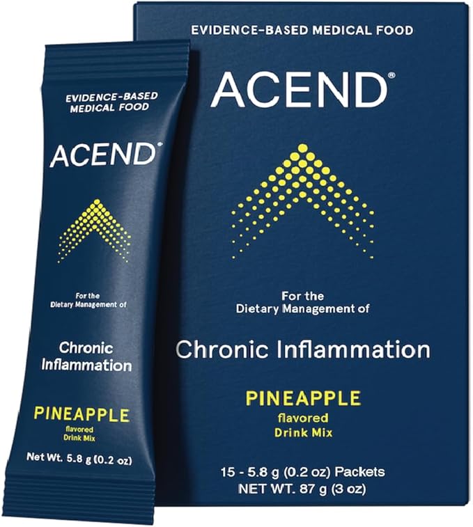 ACEND Advanced Inflammatory Support Powdered Drink Mix | Evidence-Based Polyphenols + Prebiotic Fiber + Probiotics | D3+K2, Minerals & Electrolytes | Non-GMO