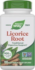 Nature's Way Licorice Root, Traditional Digestive Support Supplement*, 900 mg per 2-Capsule Serving, Non-GMO Project Verified, 100 Vegan Capsules (Packaging May Vary)